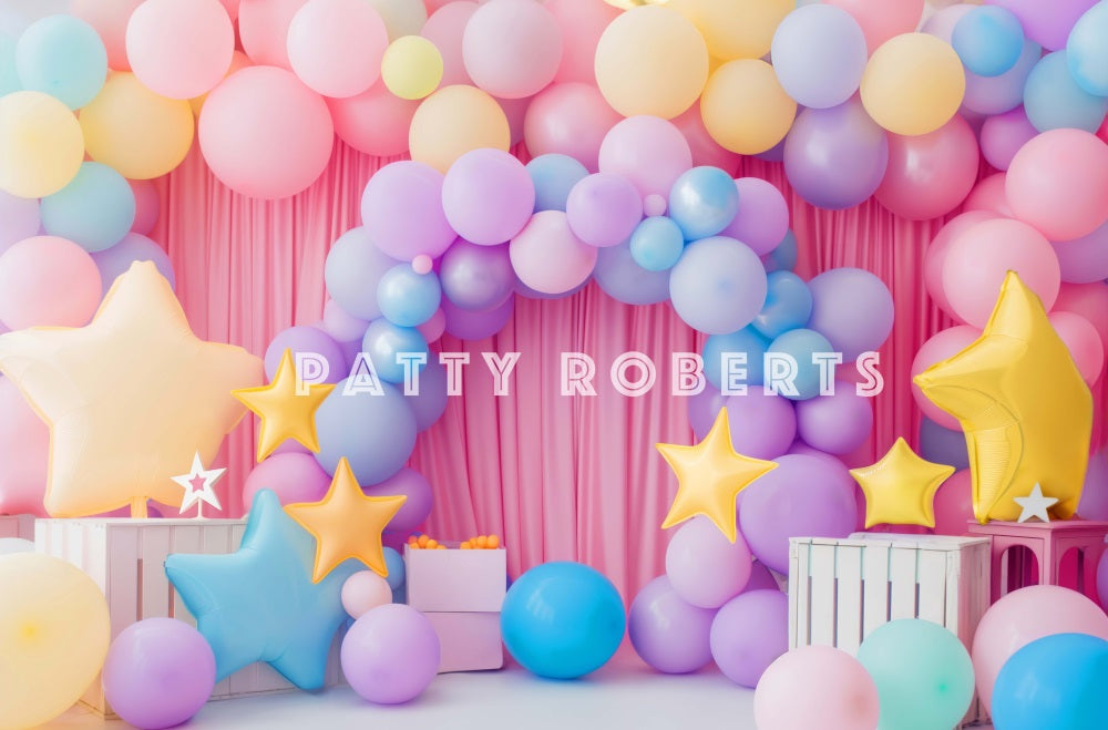 Kate Pink Cake Smash Balloon Arch Backdrop Designed by Patty Robert - Kate Backdrop AU