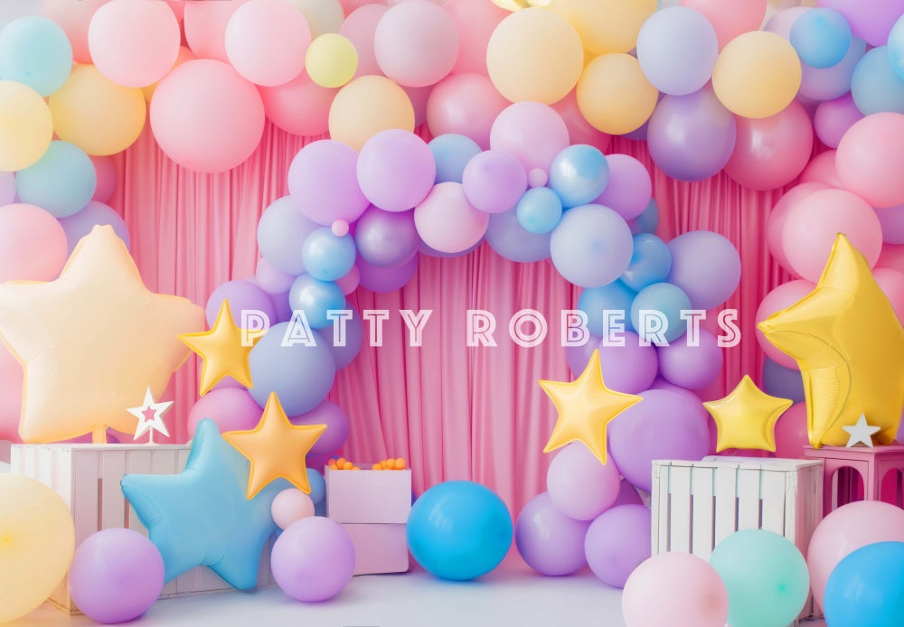 Kate Pink Cake Smash Balloon Arch Backdrop Designed by Patty Robert - Kate Backdrop AU