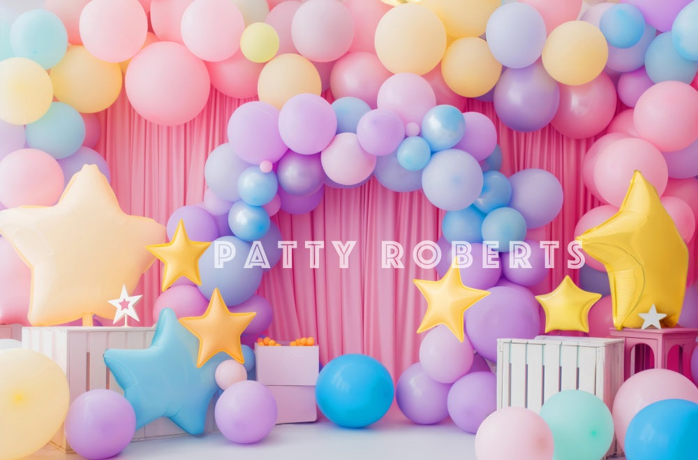 Kate Pink Cake Smash Balloon Arch Backdrop Designed by Patty Robert - Kate Backdrop AU