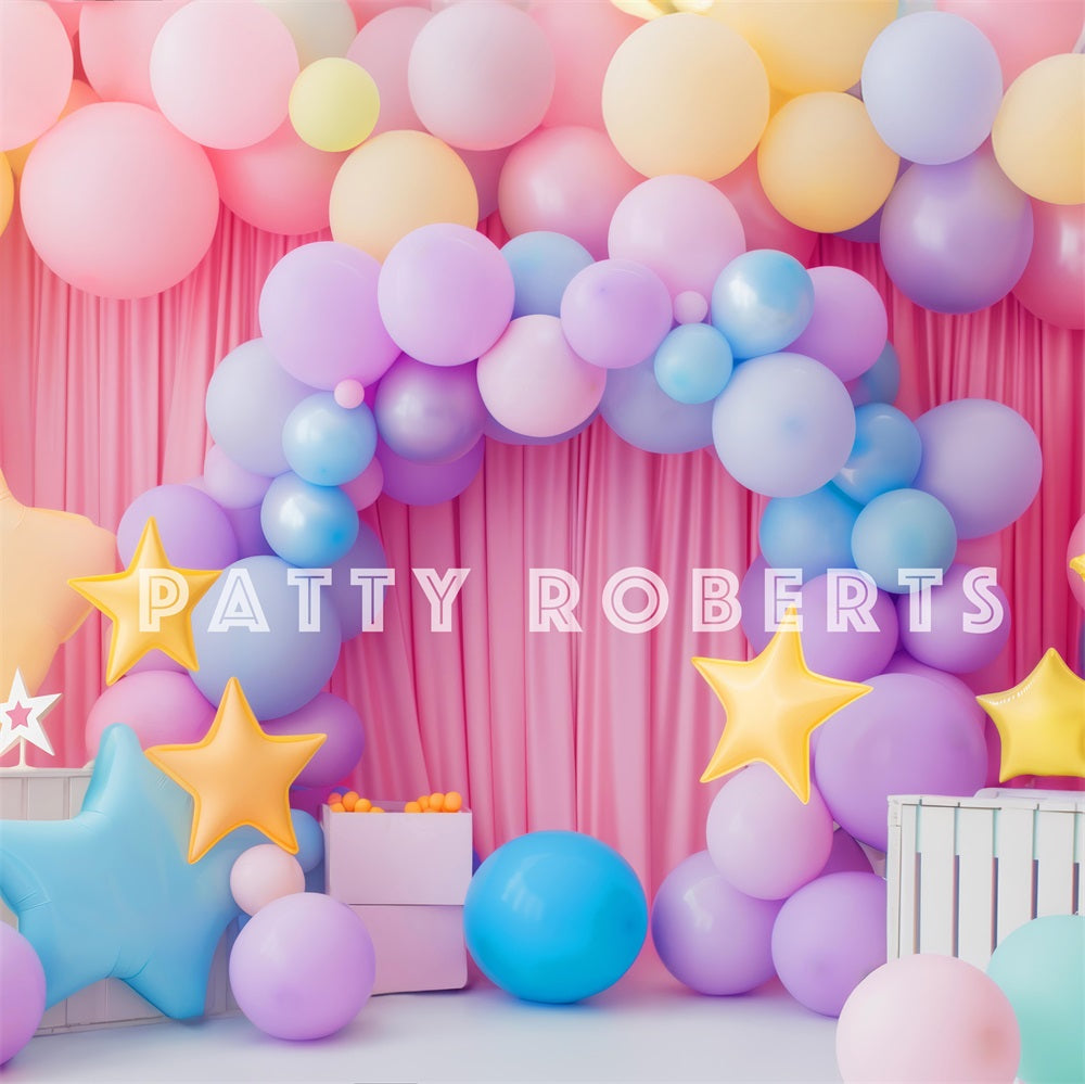 Kate Pink Cake Smash Balloon Arch Backdrop Designed by Patty Robert - Kate Backdrop AU