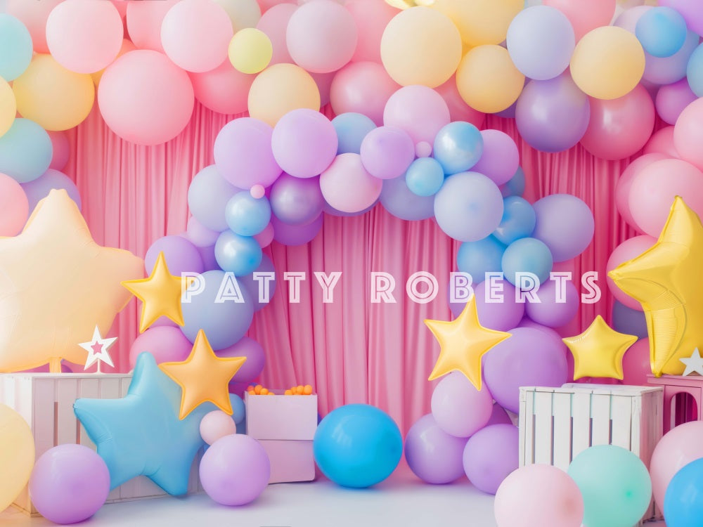 Kate Pink Cake Smash Balloon Arch Backdrop Designed by Patty Robert - Kate Backdrop AU