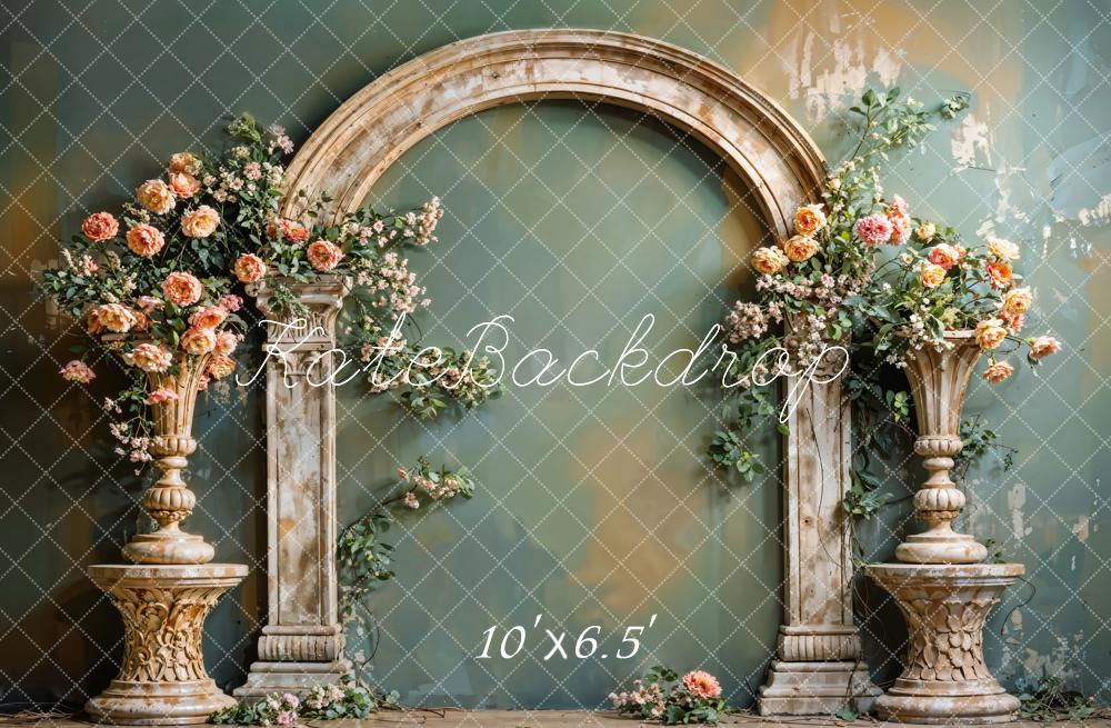 Kate Arch Backdrop Green Wall Flower Vintage Designed by Emetselch