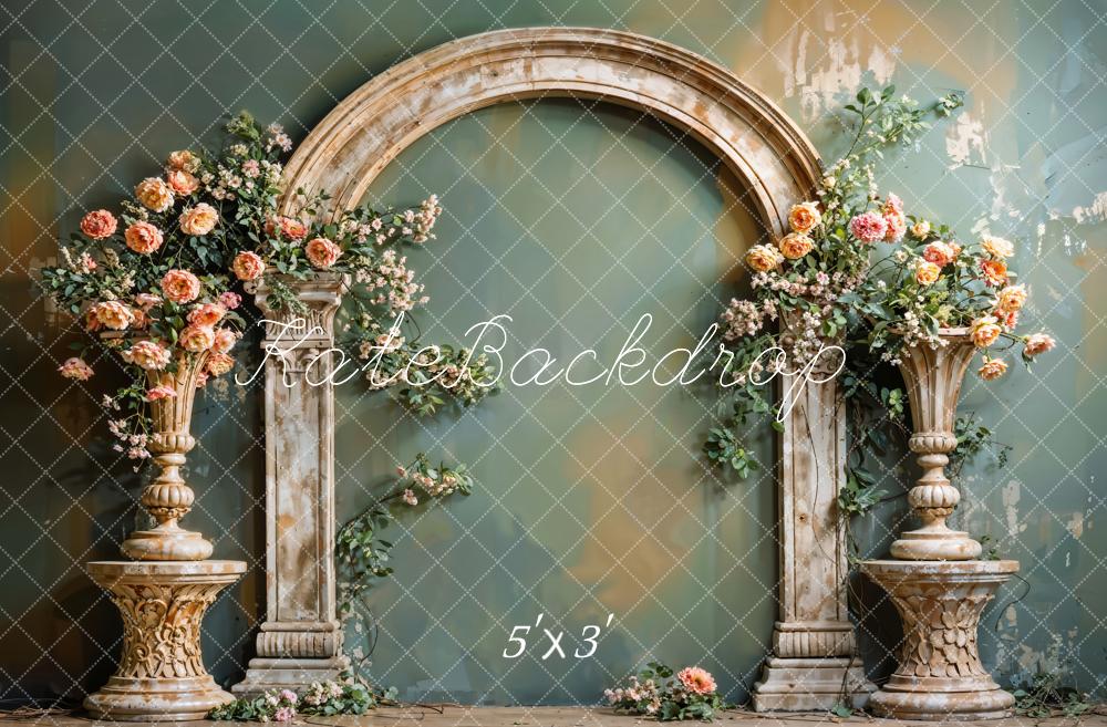 Kate Arch Backdrop Green Wall Flower Vintage Designed by Emetselch