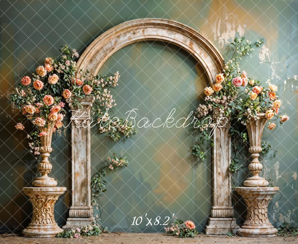 Kate Arch Backdrop Green Wall Flower Vintage Designed by Emetselch