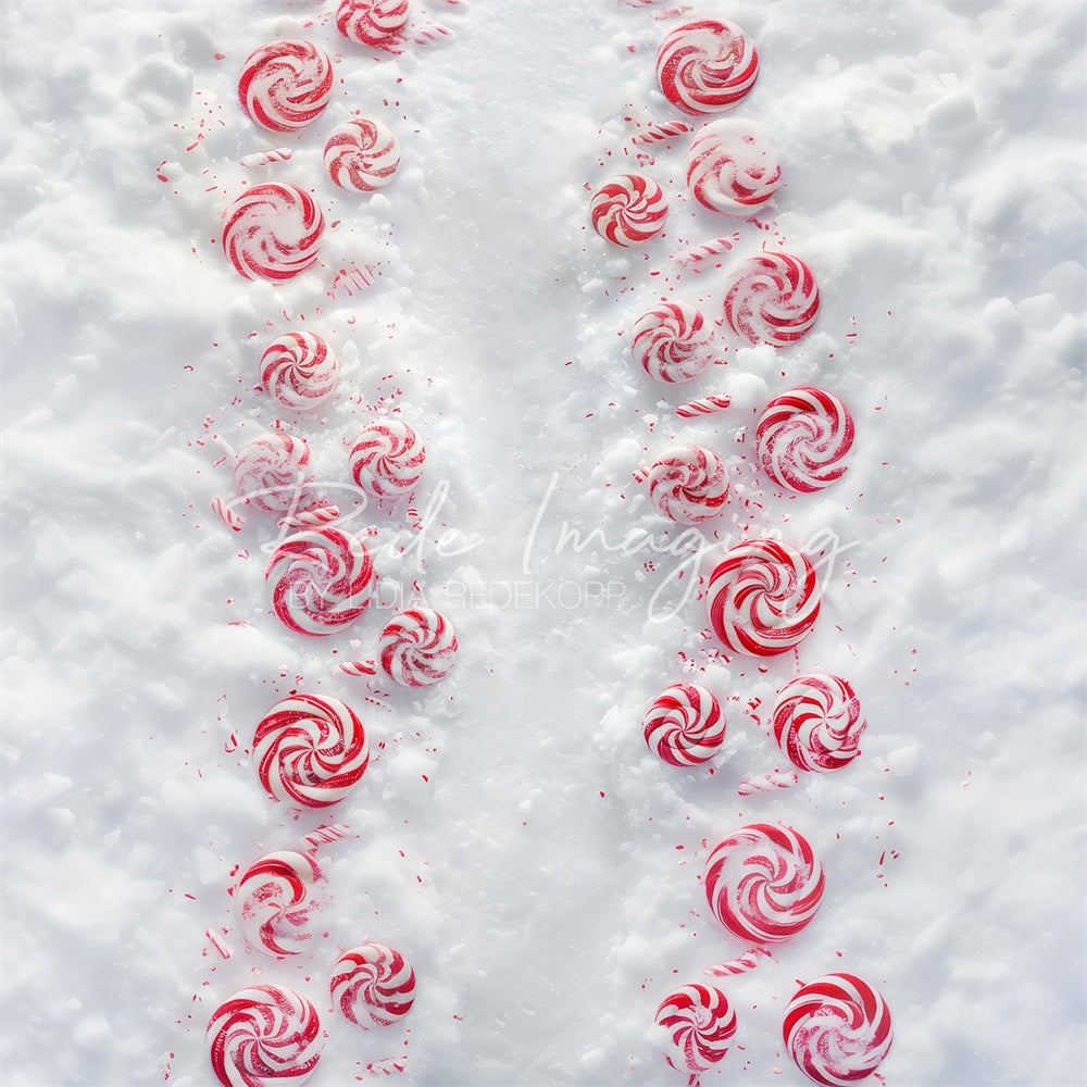 Kate Red Candy White Winter Snow Backdrop Designed by Lidia Redekopp - Kate Backdrop AU