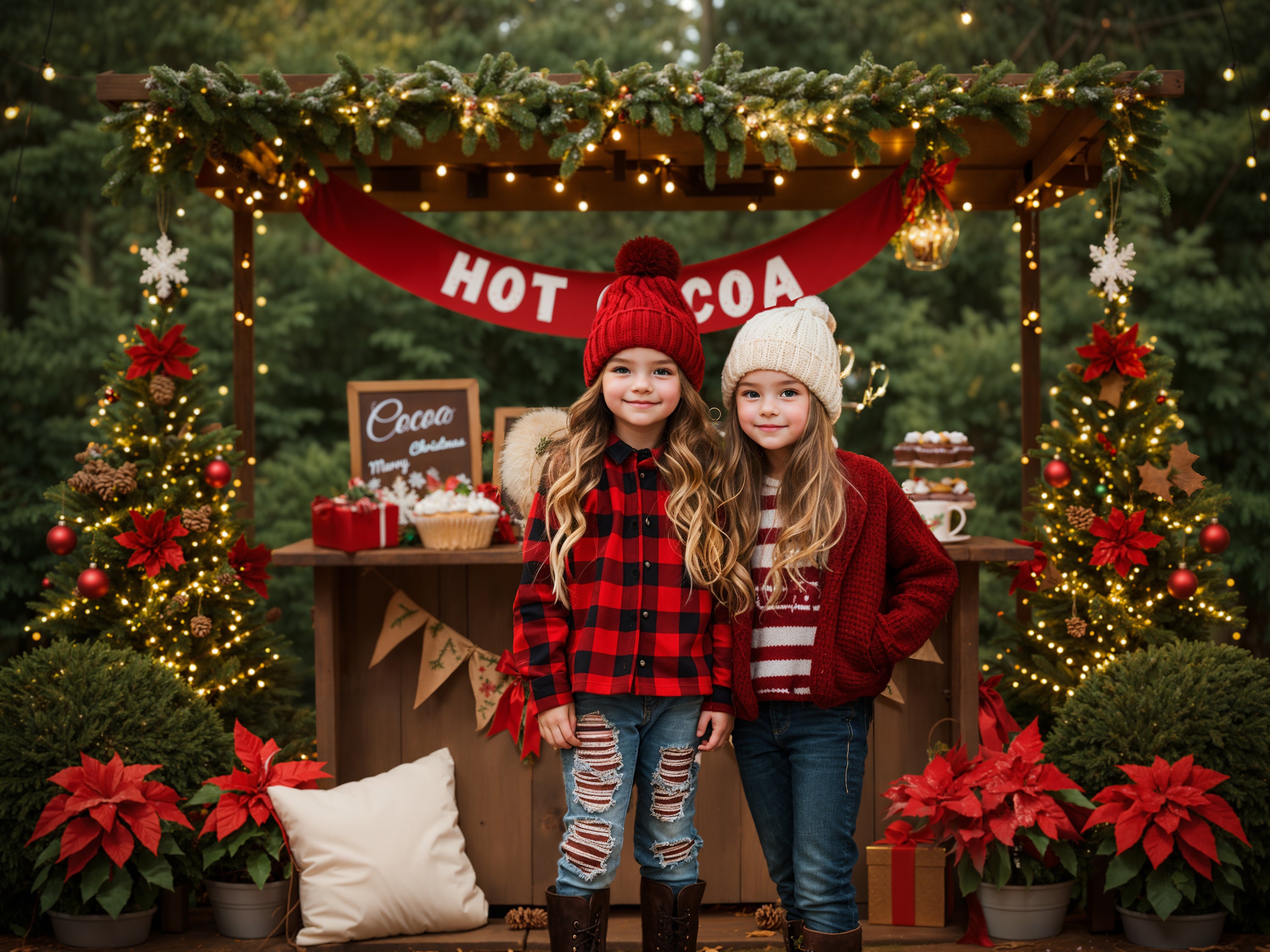Kate Hot Cocoa Christmas Tree Backdrop Designed by Emetselch - Kate Backdrop AU