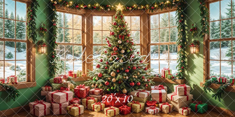 Kate Winter Christmas Tree Gift House Backdrop Designed by Emetselch - Kate Backdrop AU