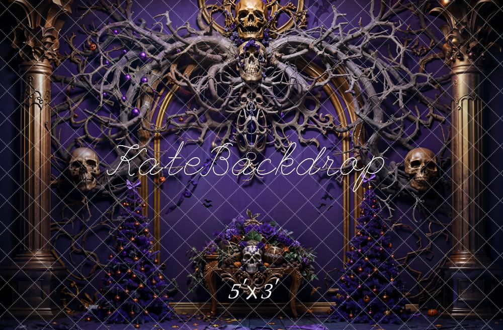 Kate Halloween Skeleton Vine Purple Wall Backdrop Designed by Emetselch - Kate Backdrop AU