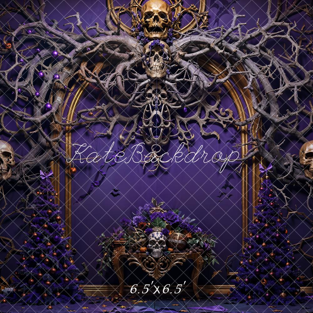 Kate Halloween Skeleton Vine Purple Wall Backdrop Designed by Emetselch - Kate Backdrop AU