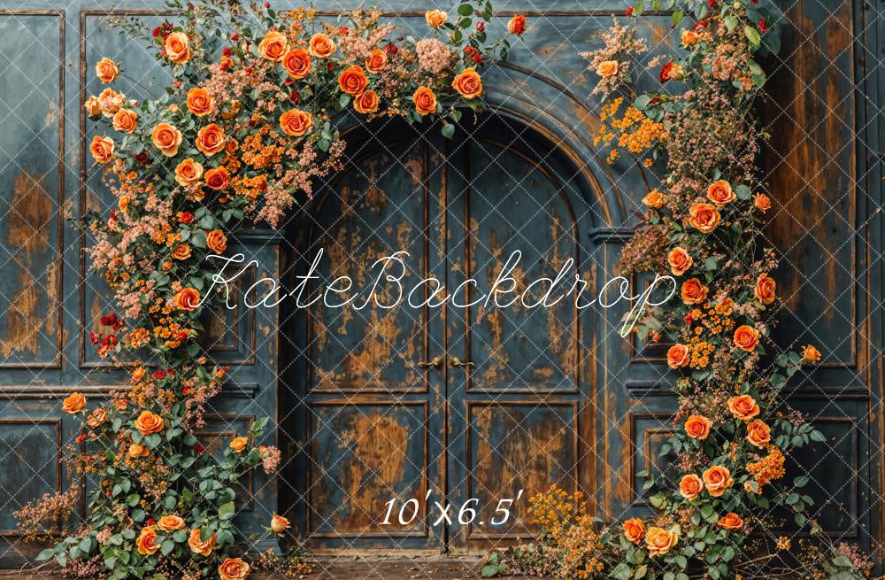 Kate Fall Flower Arch Vintage Door Backdrop Designed by Emetselch