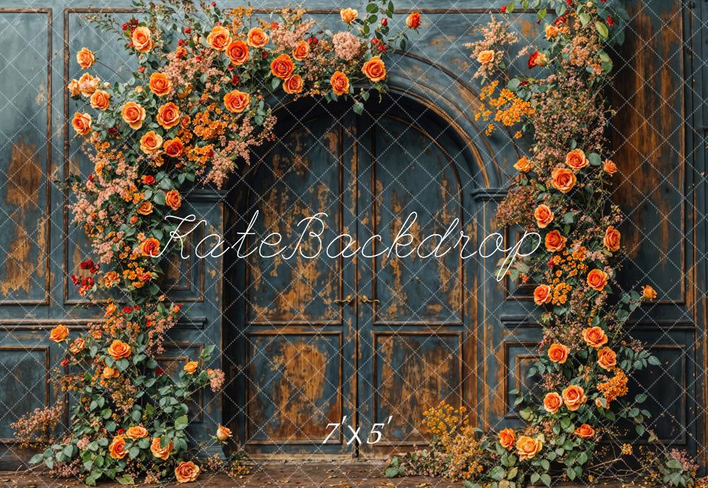 Kate Fall Flower Arch Vintage Door Backdrop Designed by Emetselch