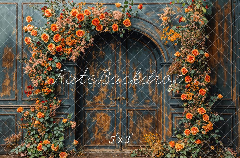 Kate Fall Flower Arch Vintage Door Backdrop Designed by Emetselch