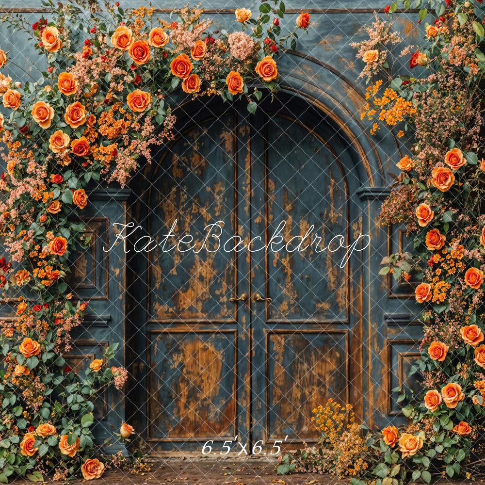 Kate Fall Flower Arch Vintage Door Backdrop Designed by Emetselch