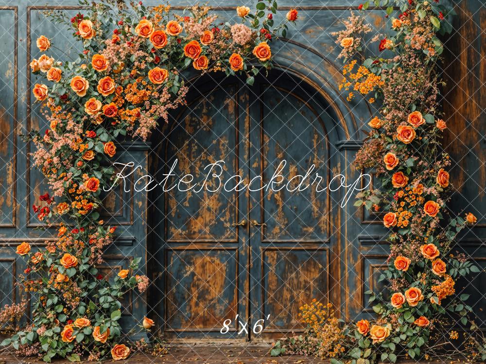 Kate Fall Flower Arch Vintage Door Backdrop Designed by Emetselch
