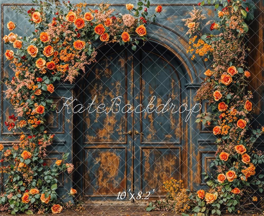 Kate Fall Flower Arch Vintage Door Backdrop Designed by Emetselch