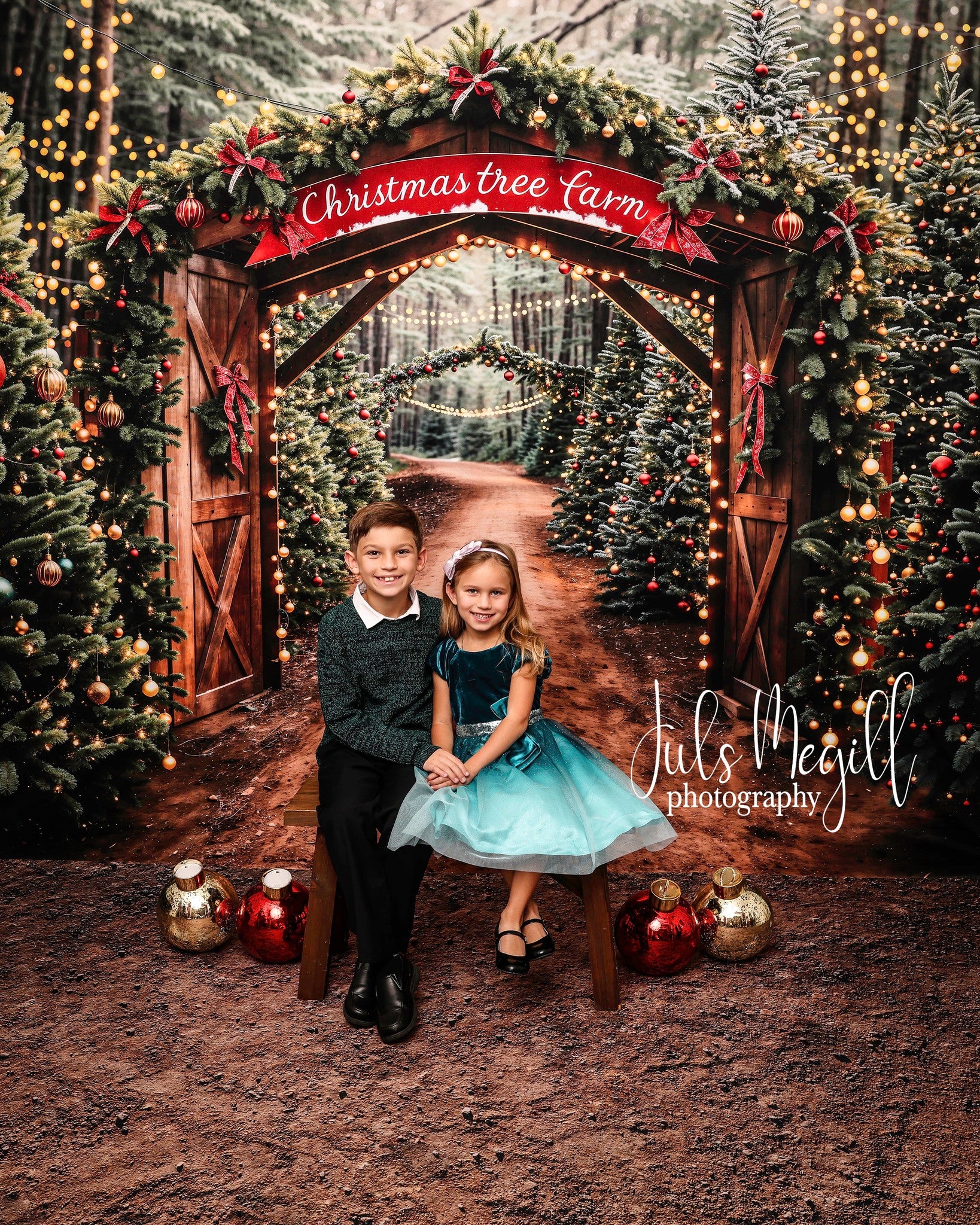 Kate Christmas Tree Farm Arch Backdrop Designed by Emetselch