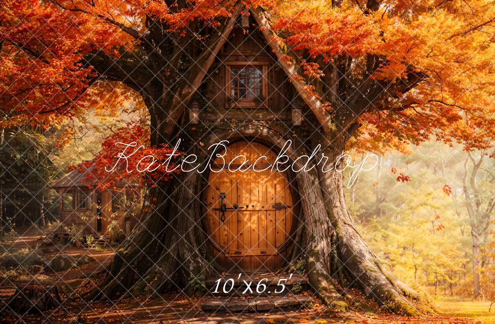 Kate Fall Maple Leaves Treehouse Forest Backdrop Designed by Emetselch - Kate Backdrop AU
