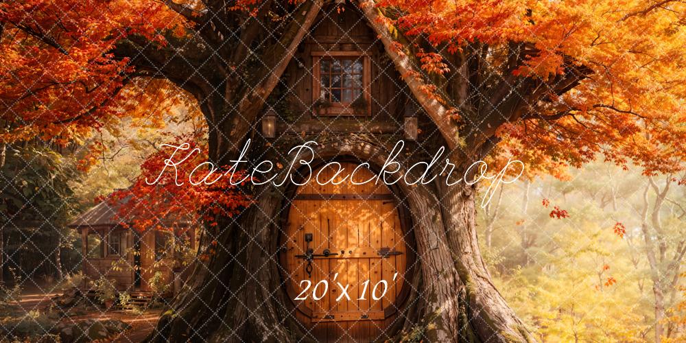 Kate Fall Maple Leaves Treehouse Forest Backdrop Designed by Emetselch - Kate Backdrop AU