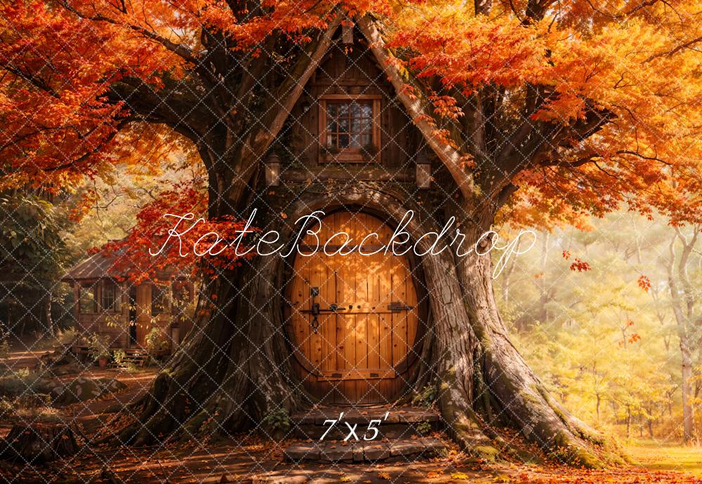 Kate Fall Maple Leaves Treehouse Forest Backdrop Designed by Emetselch - Kate Backdrop AU