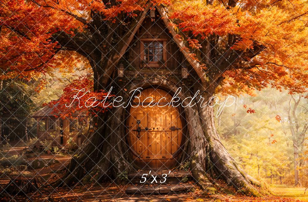 Kate Fall Maple Leaves Treehouse Forest Backdrop Designed by Emetselch - Kate Backdrop AU