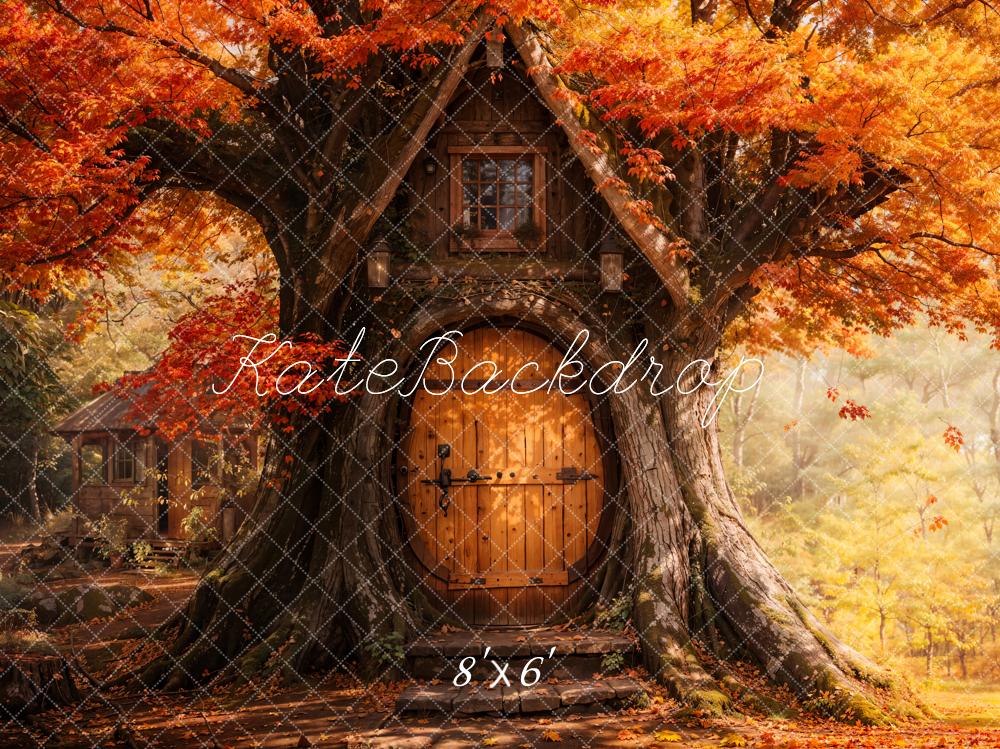 Kate Fall Maple Leaves Treehouse Forest Backdrop Designed by Emetselch - Kate Backdrop AU
