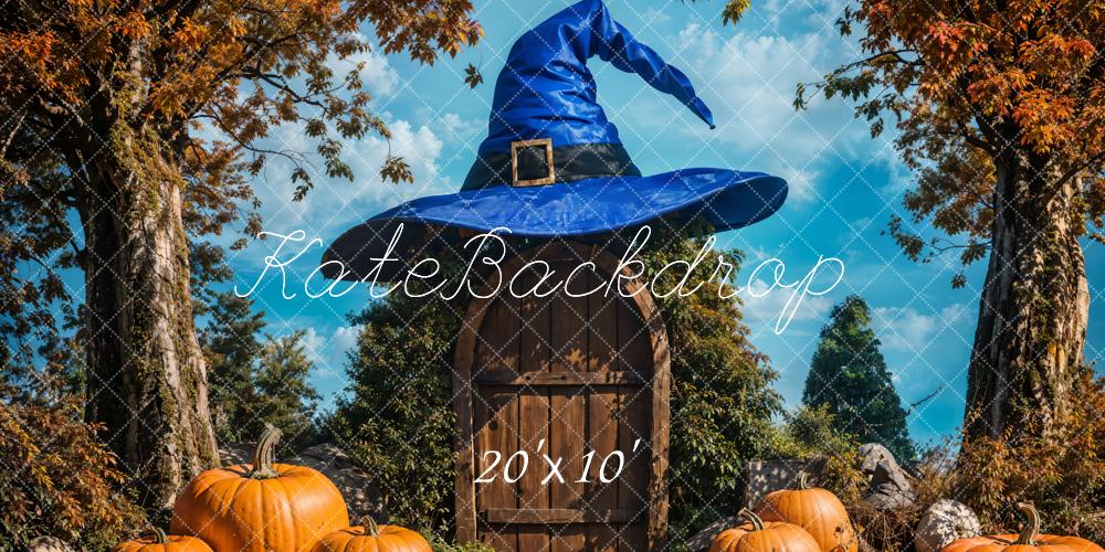 Kate Halloween Hat Pumpkin Door Backdrop Designed by Emetselch - Kate Backdrop AU