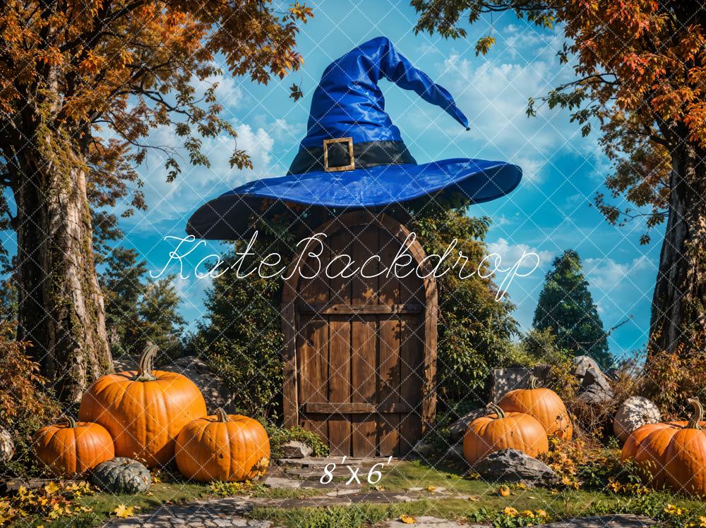 Kate Halloween Hat Pumpkin Door Backdrop Designed by Emetselch - Kate Backdrop AU