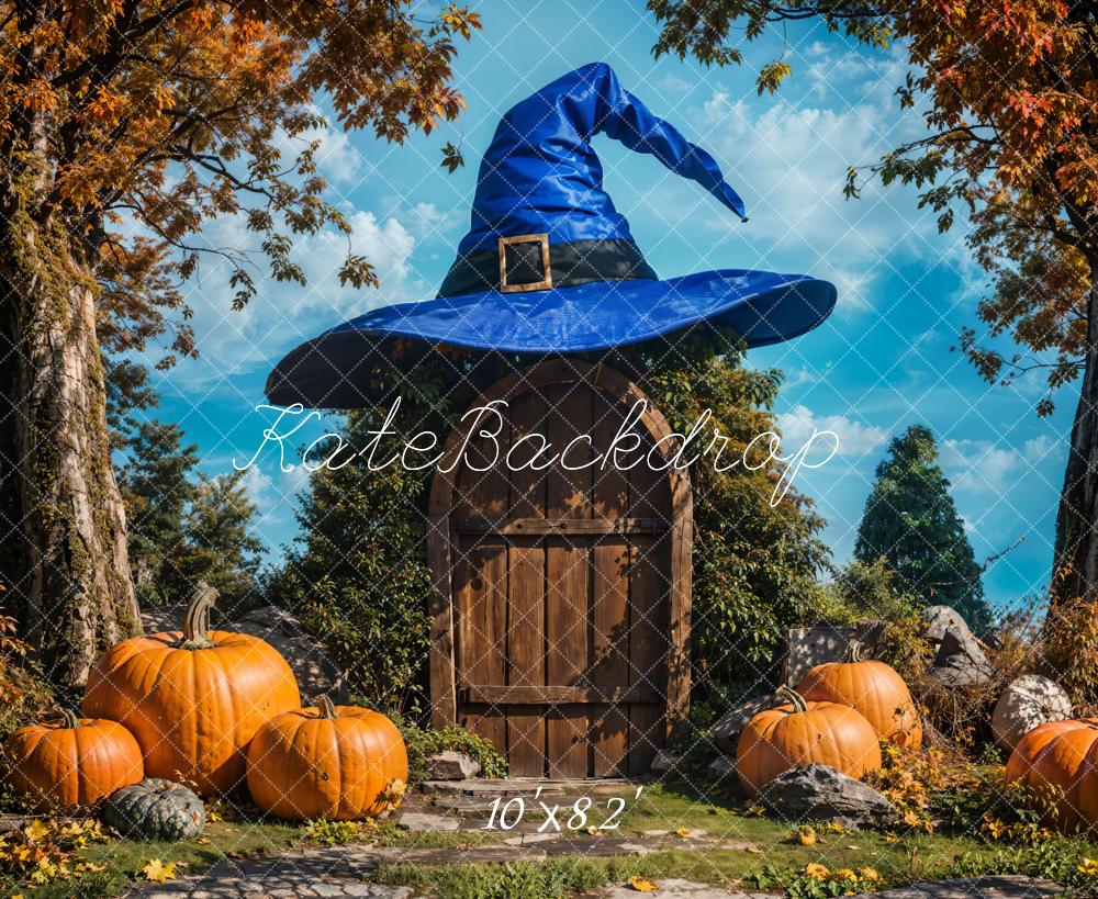 Kate Halloween Hat Pumpkin Door Backdrop Designed by Emetselch - Kate Backdrop AU