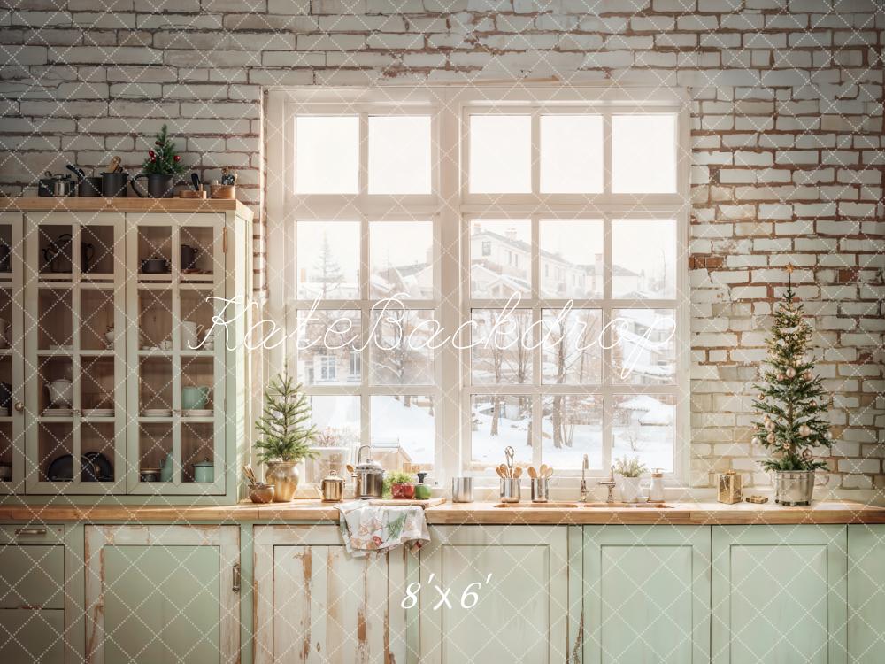 Kate Christmas Kitchen Cabinet Window Backdrop Designed by Emetselch - Kate Backdrop AU