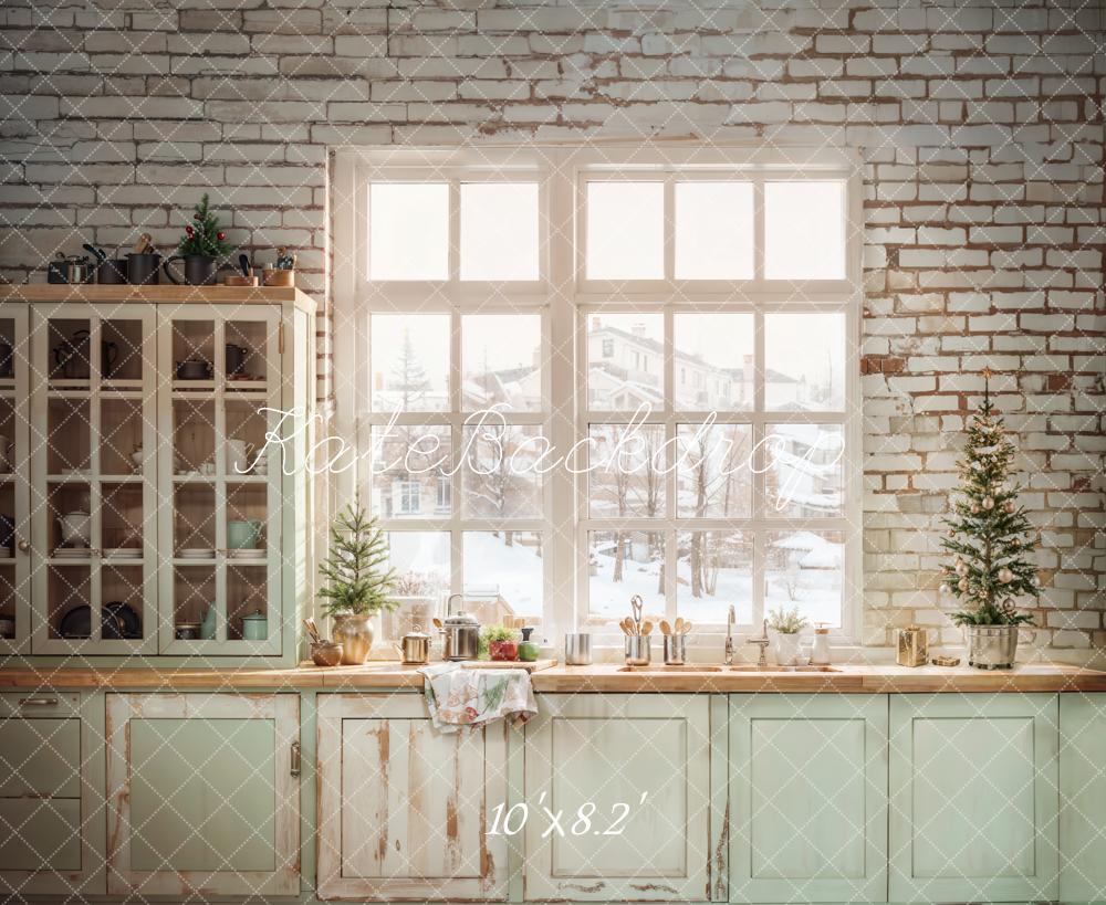 Kate Christmas Kitchen Cabinet Window Backdrop Designed by Emetselch - Kate Backdrop AU