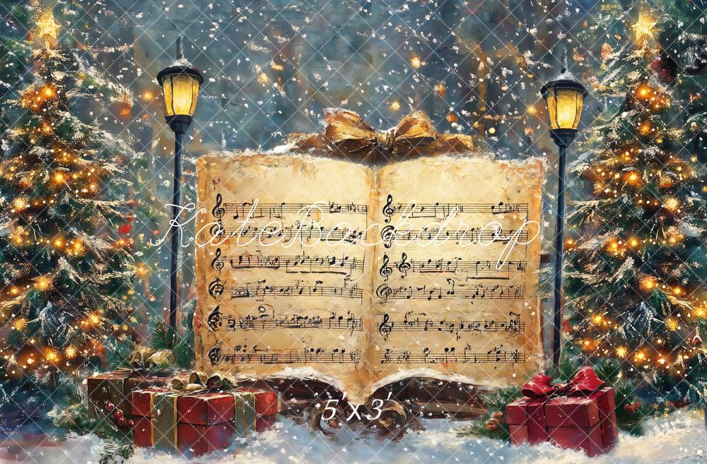 Kate Christmas Sheet Music Backdrop Designed by GQ