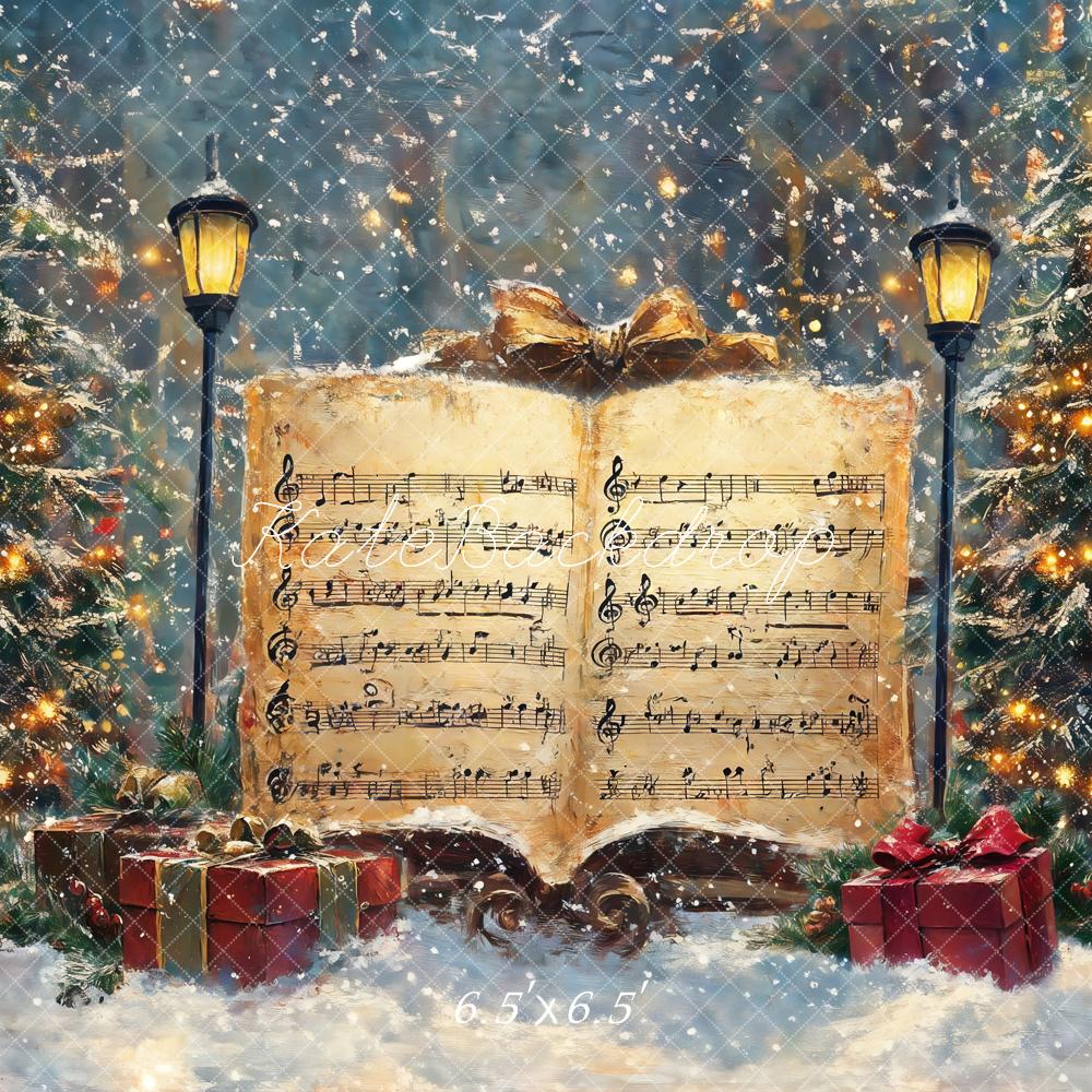 Kate Christmas Sheet Music Backdrop Designed by GQ