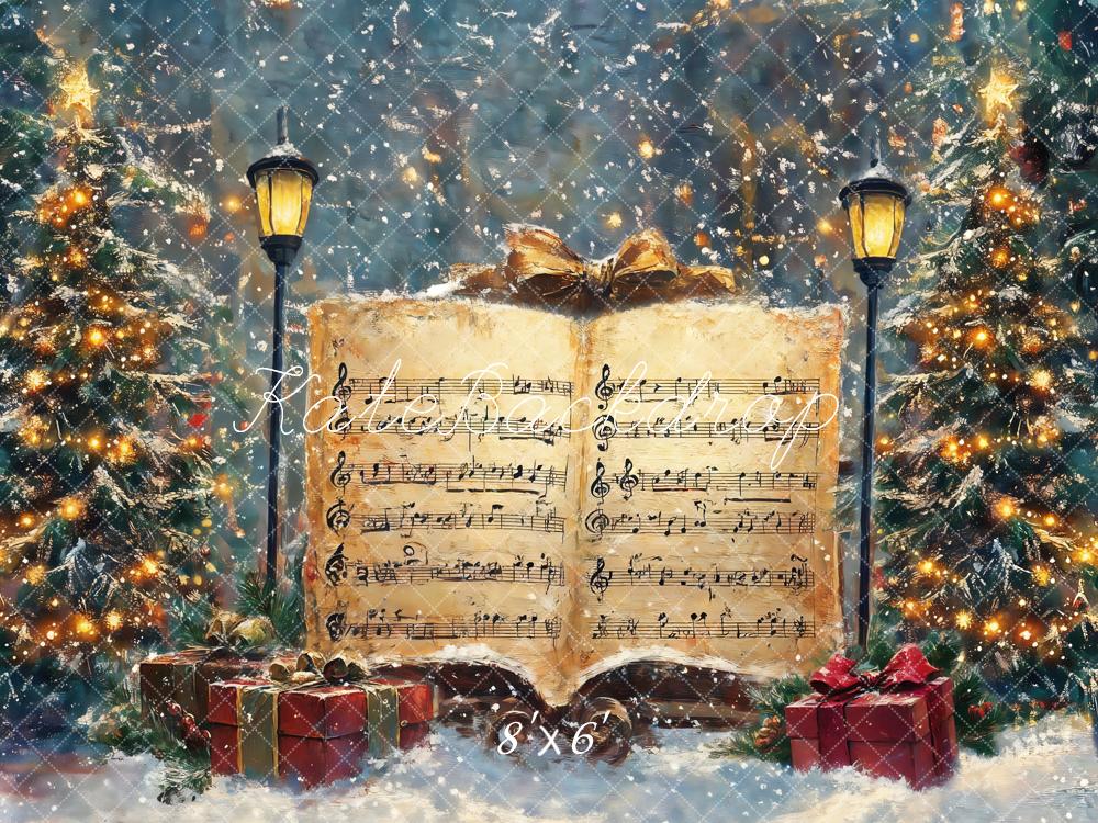 Kate Christmas Sheet Music Backdrop Designed by GQ