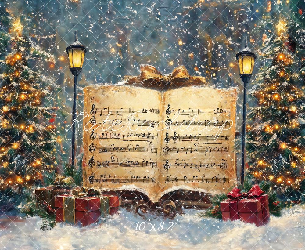 Kate Christmas Sheet Music Backdrop Designed by GQ