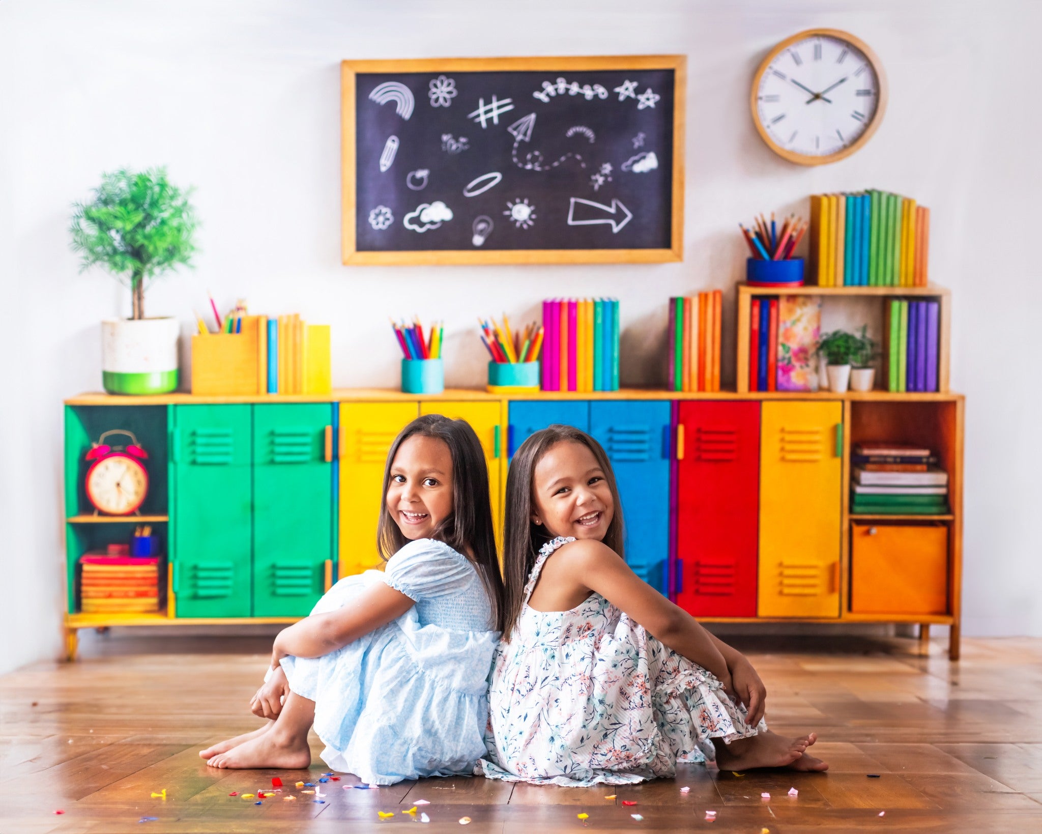 Kate Back to School Colourful Lockers Backdrop Designed by Emetselch - Kate Backdrop AU