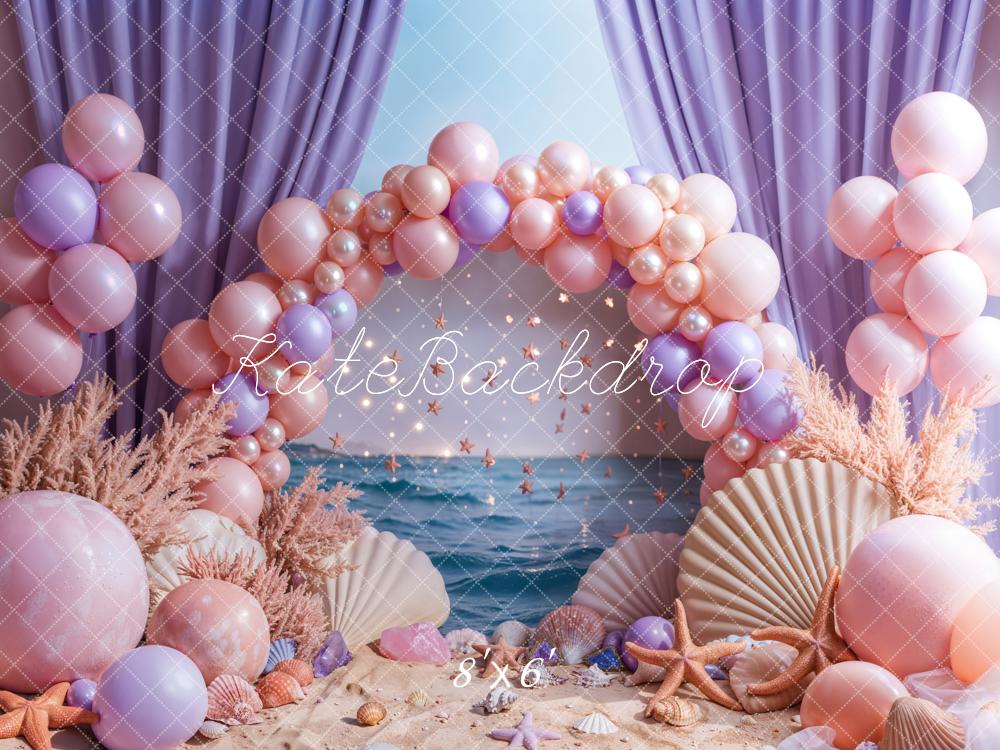 Kate Seaside Beach Backdrop Arch Pearl Balloon Starfish Shell Designed by Emetselch - Kate Backdrop AU