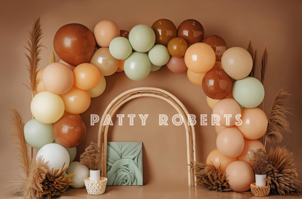 Kate Cake Smash Boho Balloon Arch Backdrop Designed by Patty Robert - Kate Backdrop AU