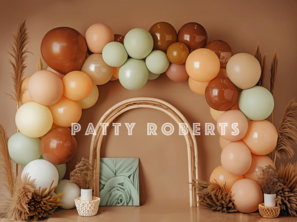 Kate Cake Smash Boho Balloon Arch Backdrop Designed by Patty Robert - Kate Backdrop AU