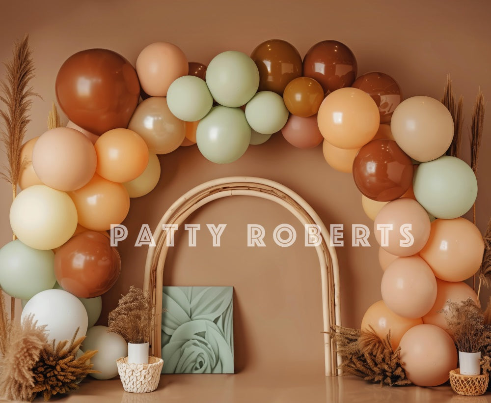 Kate Cake Smash Boho Balloon Arch Backdrop Designed by Patty Robert - Kate Backdrop AU