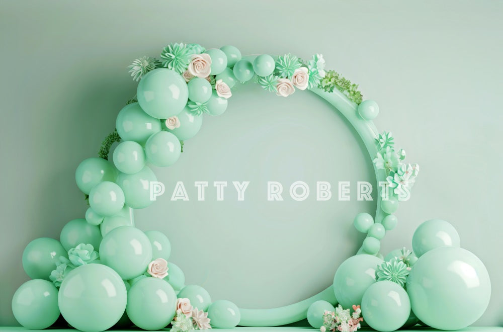 Kate Mint Green Balloon Arch Backdrop Designed by Patty Robert - Kate Backdrop AU