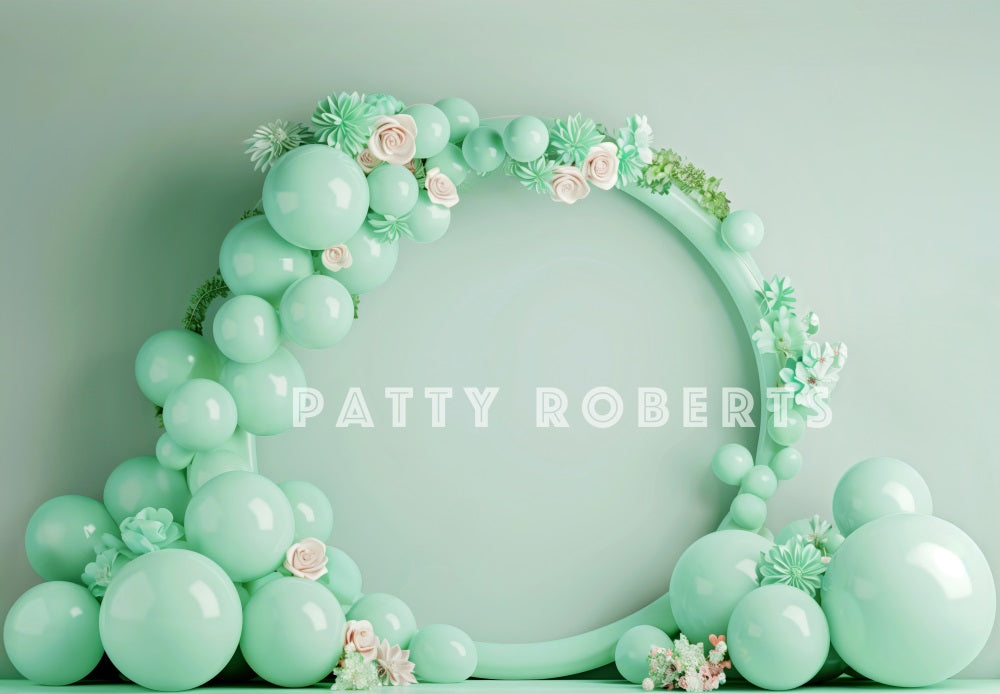Kate Mint Green Balloon Arch Backdrop Designed by Patty Robert - Kate Backdrop AU