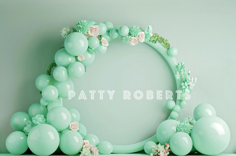 Kate Mint Green Balloon Arch Backdrop Designed by Patty Robert - Kate Backdrop AU