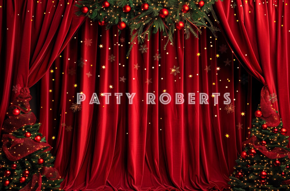 Kate Red Velvet Christmas Curtains Backdrop Designed by Patty Robert - Kate Backdrop AU