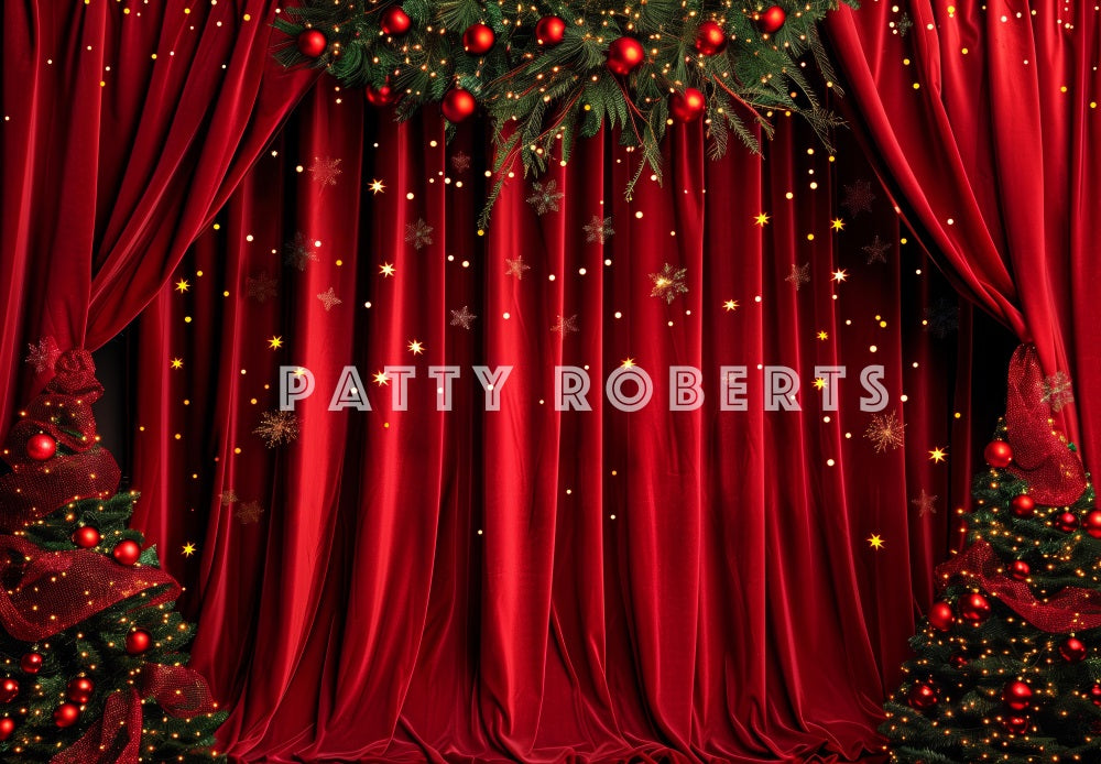 Kate Red Velvet Christmas Curtains Backdrop Designed by Patty Robert - Kate Backdrop AU