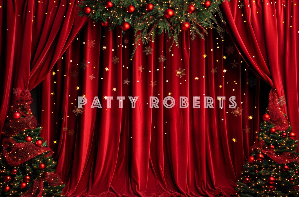 Kate Red Velvet Christmas Curtains Backdrop Designed by Patty Robert - Kate Backdrop AU