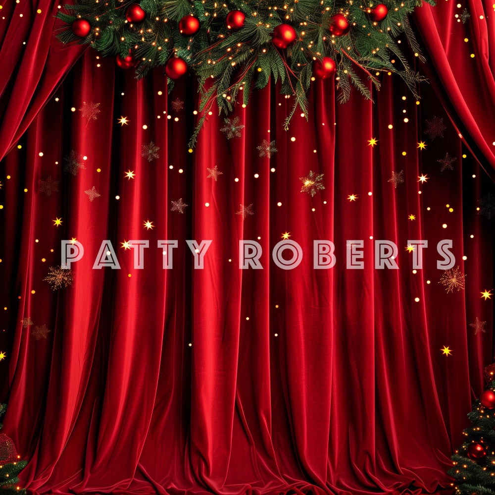 Kate Red Velvet Christmas Curtains Backdrop Designed by Patty Robert - Kate Backdrop AU