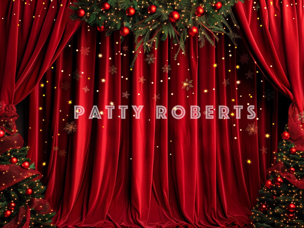 Kate Red Velvet Christmas Curtains Backdrop Designed by Patty Robert - Kate Backdrop AU