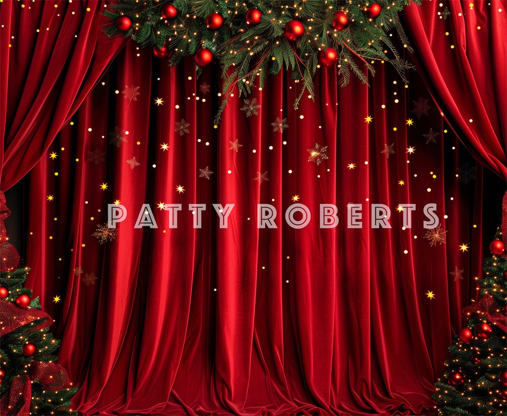 Kate Red Velvet Christmas Curtains Backdrop Designed by Patty Robert - Kate Backdrop AU