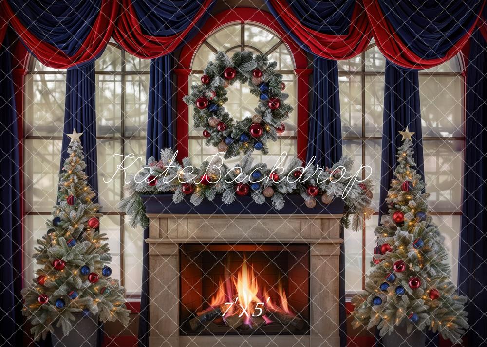Kate Navy Red Christmas Backdrop Designed by Mini MakeBelieve - Kate Backdrop AU