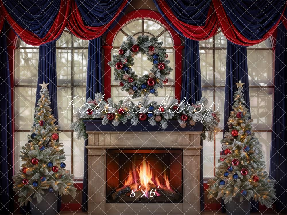 Kate Navy Red Christmas Backdrop Designed by Mini MakeBelieve - Kate Backdrop AU